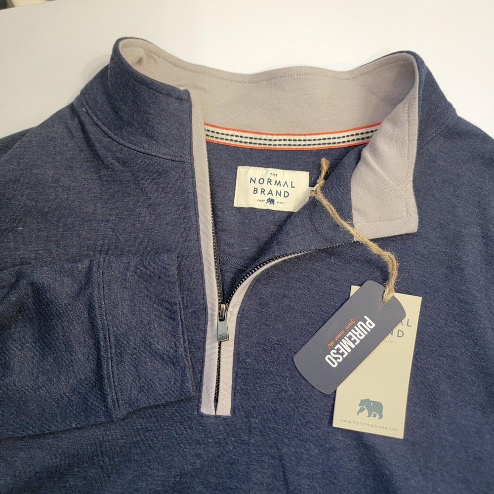 The Normal Brand Puremeso Qzip‎ Navy Blue Quarter Zip Pullover XXL F1PLSQZPNVY5